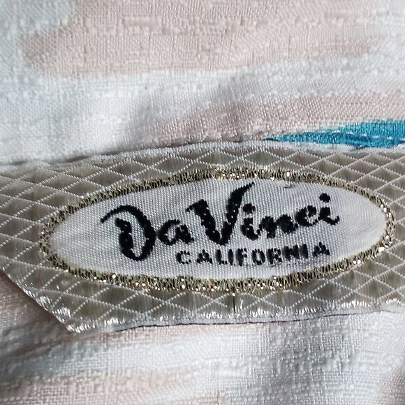 Vintage Da Vinci Fish Pattern Polyester Disco Shirt - Picture 4 of 8